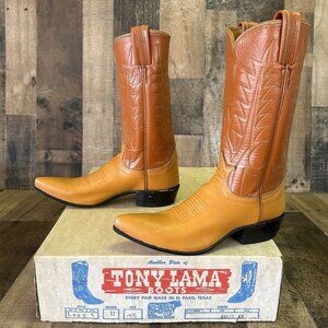 Tony Lama Vintage Gold Label Pointed Toe Western Cowboy Boots Womens 5.5 A